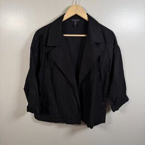 Eileen Fisher Open Front Linen Blend Crop Jacket Size Medium Petite Minimal